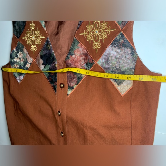 Vintage Ginger Brown Western Embroidered Vest and Skirt Two Piece - Picture 10 of 15